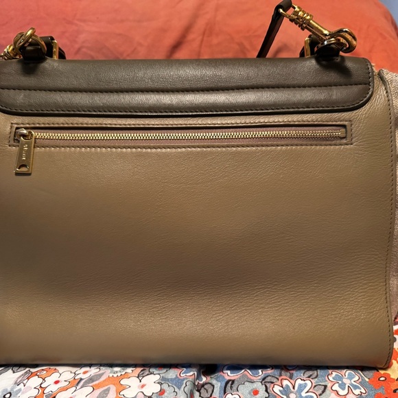 Celine Grey Leather/Canvas Trapeze Medium purse. Authenticated - Picture 7 of 14